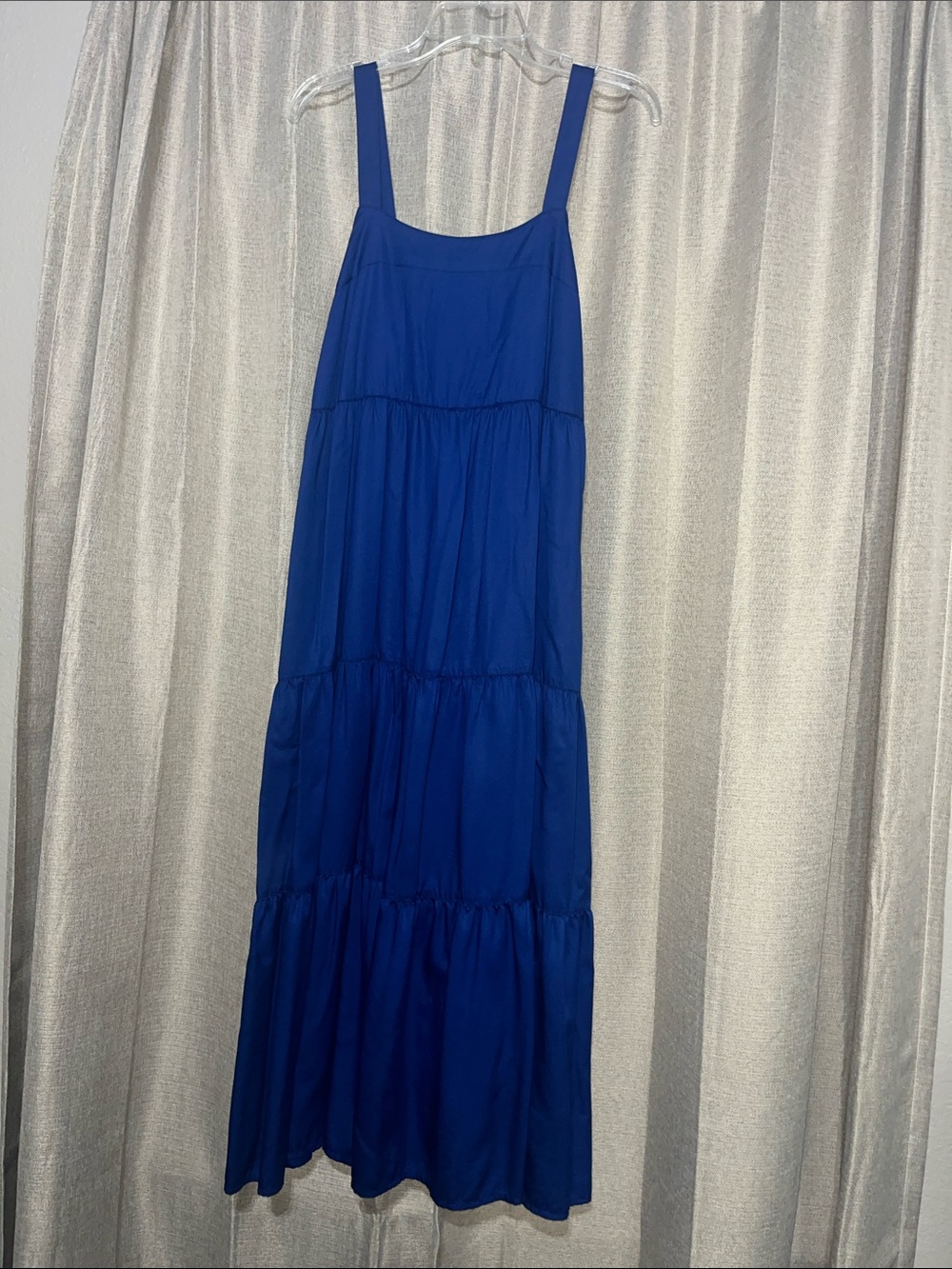 Women's Cobalt Blue Tiered Maxi Dress with Wide Straps